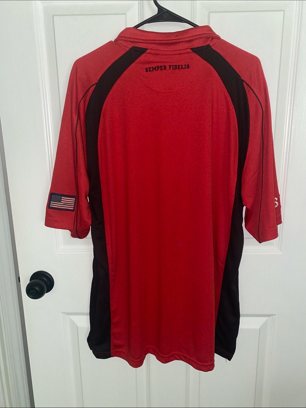 United States Marine Corps Red Polo Shirt with Black Panels - Picture 5 of 5